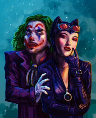 digital_painting_comissioned_couple_joker_catwoman_cosplay
